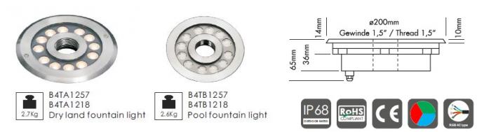 B4TB1257 B4TB1218 12 * Pool-Brunnen-Lichter 2W zentrale Ejective LED mit Durchmesser-Durchmesser 182mm Front Cover IP68 wasserdicht 0