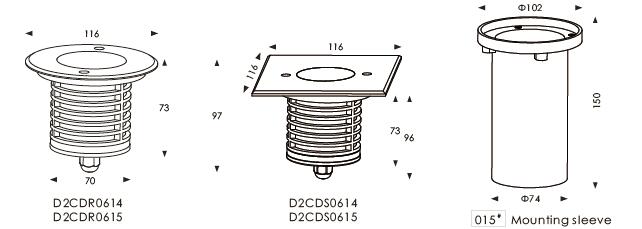 D2CDR0614 D2CDR0615 24V oder 110~240V machen Oberflächenlampe 1.2W 1.8W bewertetes IP67 des hellen Ertrag-SMD LED Inground im Freien glatt 2