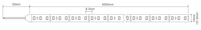 Hohe flexibles LED Streifen-Licht 10mm FPC 120LEDs/m Wert R9 Kriteriumbezogener Anweisung 90 3528 SDCM < 3 0